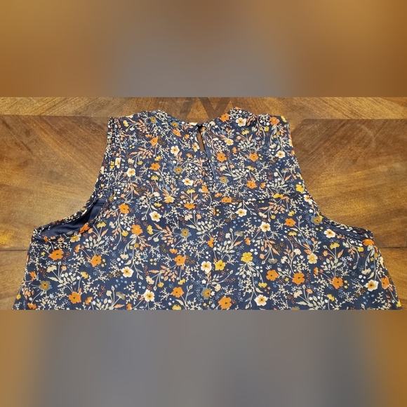 Massini Sleeveless Floral Smocked Shift Dress Navy Blue Size Small - Picture 8 of 16